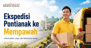 Banner sinematik layanan pengiriman ABI Express dari Pontianak ke Mempawah.